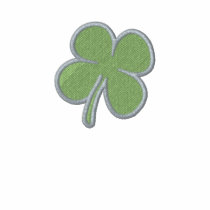 St. Patricks Day  Four Leaf Clover Long Sleeve Embroidered Shirt