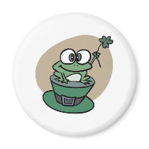 St. Patricks Day Frog n' Clover Fridge Magnet