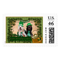 St Patricks Day - GoldenDoodles - Sadie and Izzie Postage Stamps