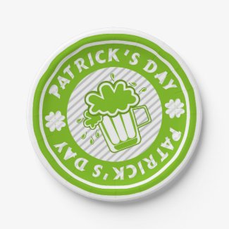 St. Patricks Day Green Beer Design 7 Inch Paper Plate