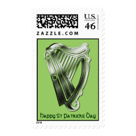 St Patrick's Day Green Chrome Harp of Ireland stamp