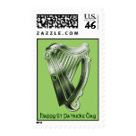 St Patrick's Day Green Chrome Harp of Ireland Stamps