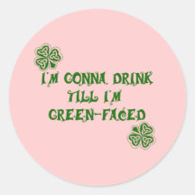 St. Patrick's Day Green Faced Products Round Stickers