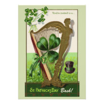 St. Patrick's Day Harp Invitation