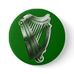 St Patrick's Day Harp of Ireland Button Name Tag