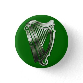 St Patrick's Day Harp of Ireland Button Badge
