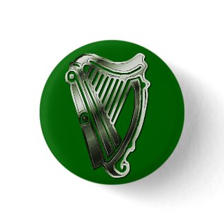 St Patrick's Day Harp of Ireland Button Badge