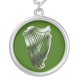St Patrick's Day Harp of Ireland Silver Necklace necklace