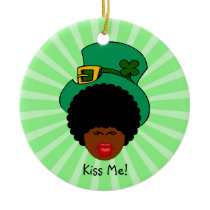 St. Patrick's Day Humor: Kiss Me. I'm Black Irish! Christmas Ornament