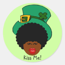 St. Patrick's Day Humor: Kiss Me. I'm Black Irish! Sticker