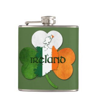 St. Patrick's Day / Ireland Map-Clover Hip Flask