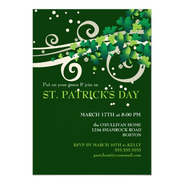 St. Patricks Day Irish Shamrock Party Invitation (front side)
