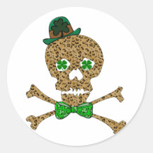 St. Patrick's Day Leopard Skull Stickers