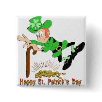St Patrick's Day Leprechaun Gold Buttons