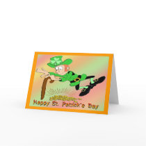 St Patrick's Day Leprechaun Gold Greeting Card