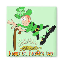 St Patrick's Day Leprechaun Gold Fridge Magnet