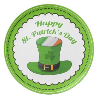 St. Patrick's Day Leprechaun Hat & Shamrock Clover Plates