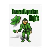 St. Patrick's Day, leprechaun ninja Post Card