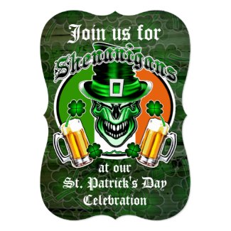 St. Patrick's Day Leprechaun Skull: Shenanigans Card