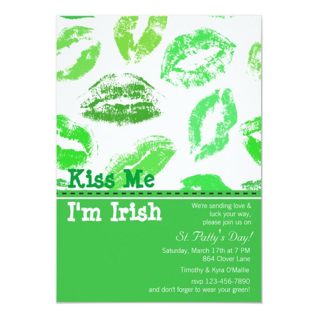 St. Patrick's Day Lips Invitation (front side)