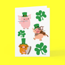 St Patrick's Day little musicians greeting card