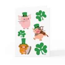 St Patrick's Day little musicians greeting card