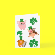 St Patrick's Day little musicians notecard