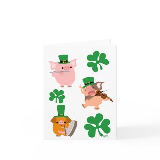 St Patrick's Day little musicians notecard card