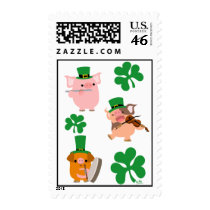 St Patrick's Day little musicians postage stamp by Lioness_Graphics St Patrick's Day little musicians postage stamp