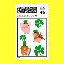 St Patrick's Day little musicians postage stamp