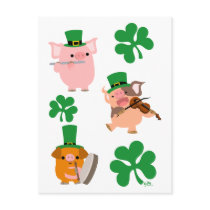 St Patrick's Day little musicians postcard