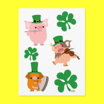 St Patrick's Day little musicians postcard