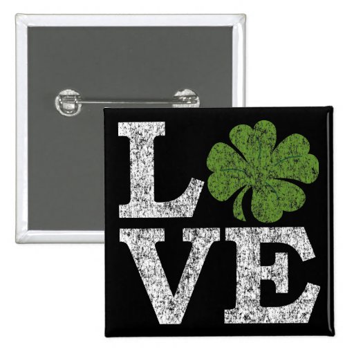 St Patricks Day LOVE with Irish Shamrock Button