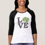 St Patricks Day LOVE with shamrock Tees at Zazzle