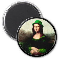 St Patrick's Day - Lucky Mona Lisa 2 Inch Round Magnet