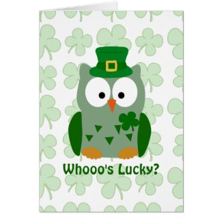 St. Patrick's Day Owl Greeting Card