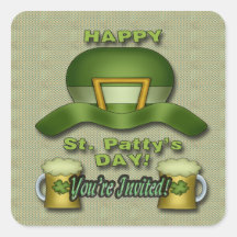St. Patrick's Day Party Invitation envelope seal Sticker