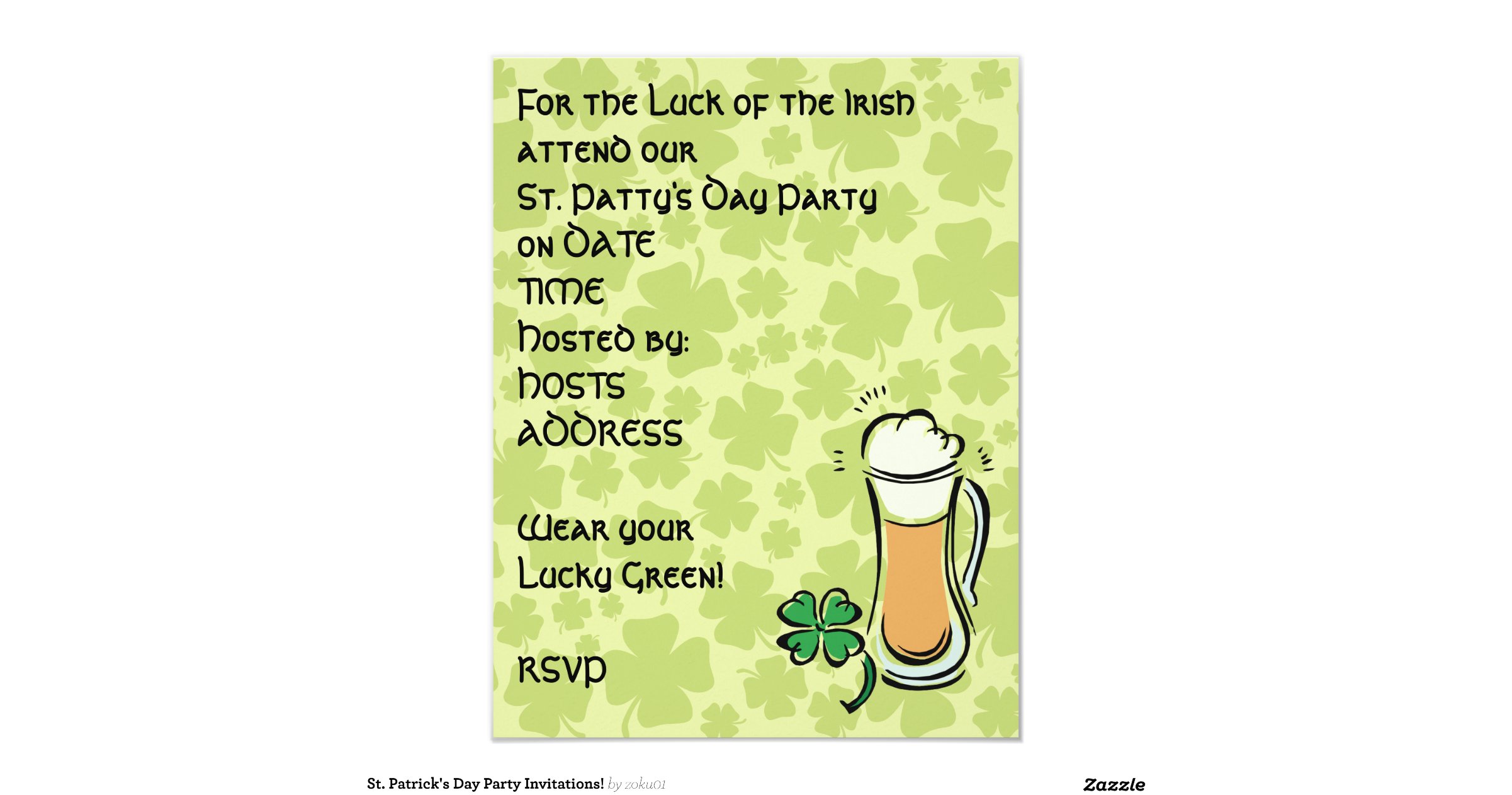 sample st patricks day party invitations