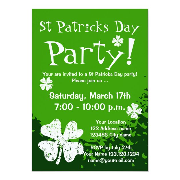 St Patricks Day party invitations | Customizable (front side)