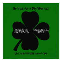 St. Patrick's Day Party Shamrock Custom Invitations