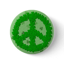 St Patrick's Day Peace Sign Pinback Button