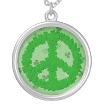 St Patrick's Day Peace Sign Personalized Necklace