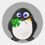 St. Patrick's Day Penguin Round Stickers