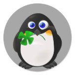 St. Patrick's Day Penguin Round Stickers