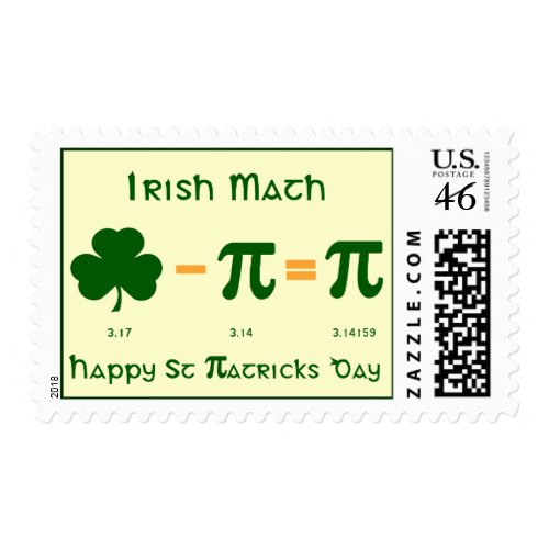 St Patricks Day & Pi Day Combination Postage Stamp stamp