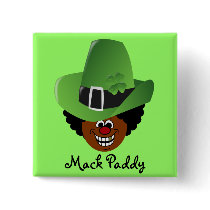 St. Patrick's Day Pimp Style Mack Paddy Leprechuan Pinback Button