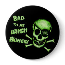 St. Patrick's Day Pirate Skull Button