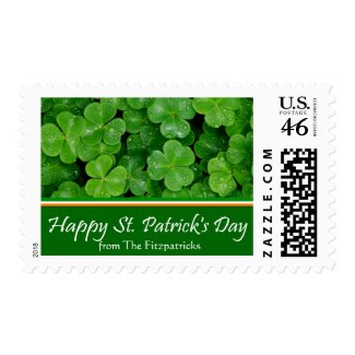 St. Patricks Day Postage Stamp with Family Name stamp