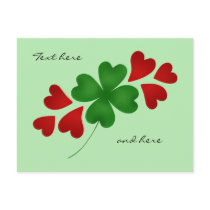 St. Patrick's Day romance 4 leaf clover and hearts Postcards
