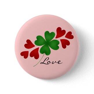 St. Patrick's day romance shamrock and hearts button
